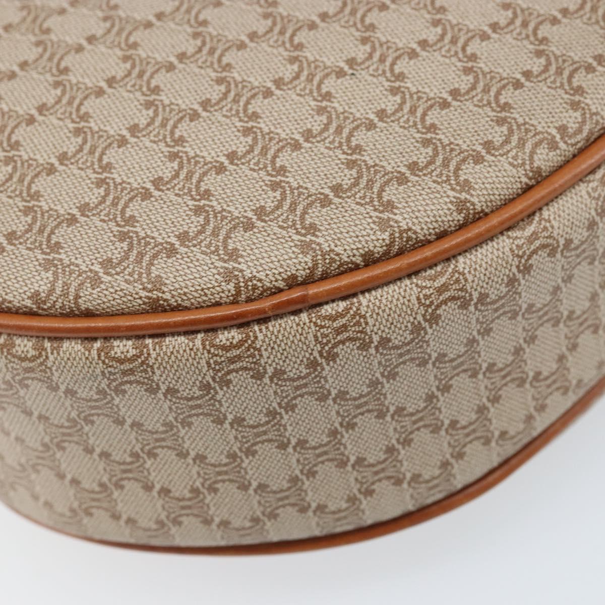 CELINE Macadam Canvas Shoulder Bag PVC Beige Gold Auth BAZ201A