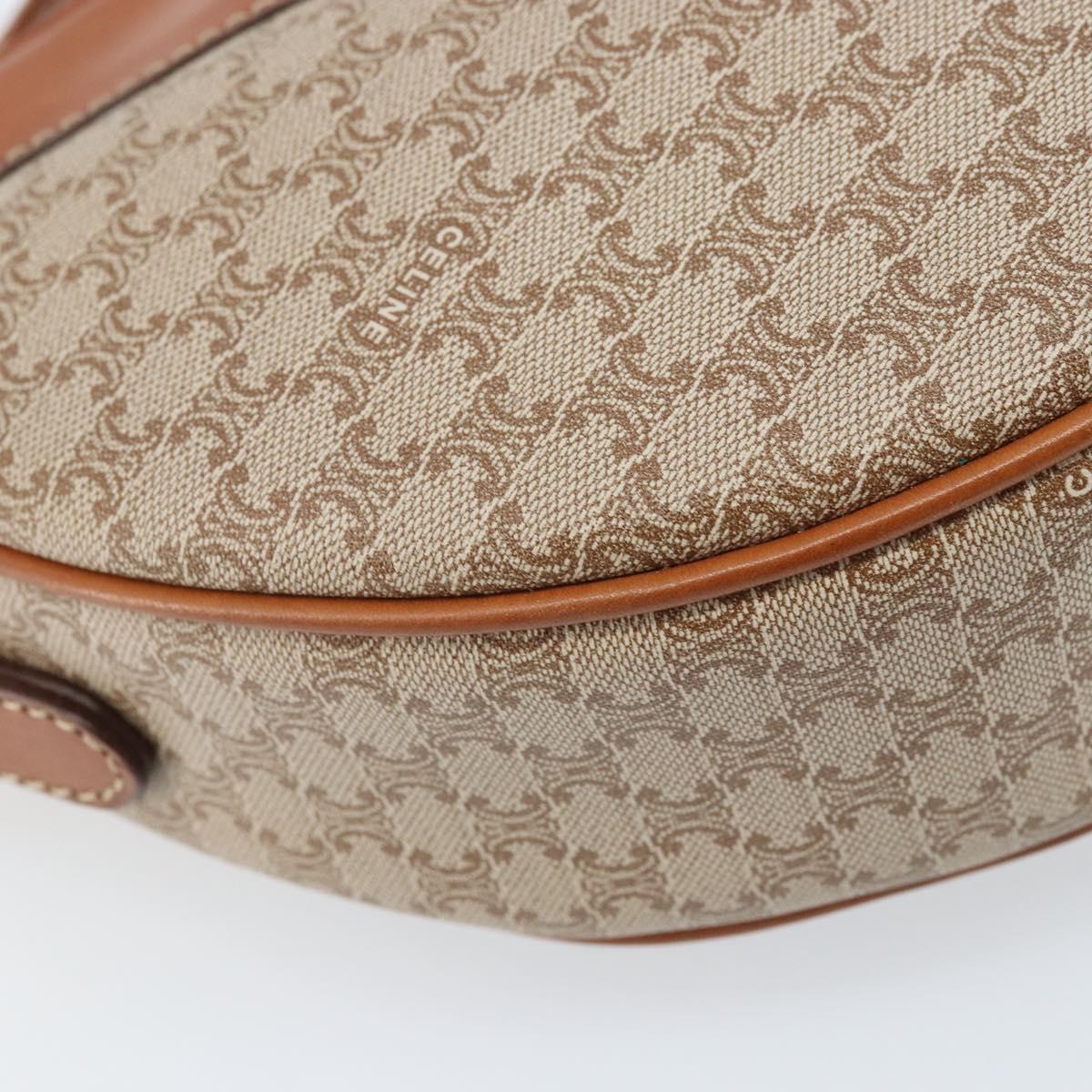 CELINE Macadam Canvas Shoulder Bag PVC Beige Gold Auth BAZ201A