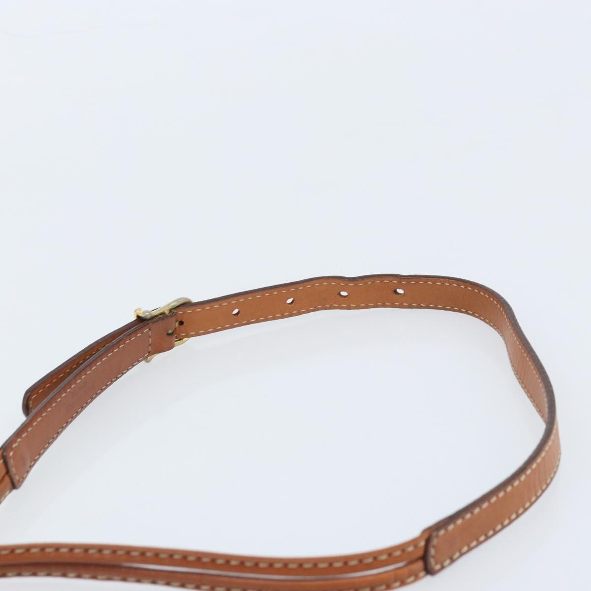 CELINE Macadam Canvas Shoulder Bag PVC Beige Gold Auth BAZ201A