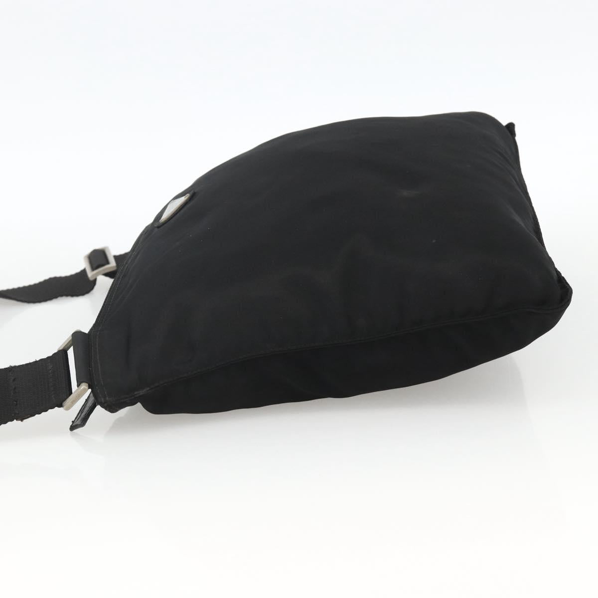 PRADA Shoulder Bag Nylon Black Silver Auth BAZ203A