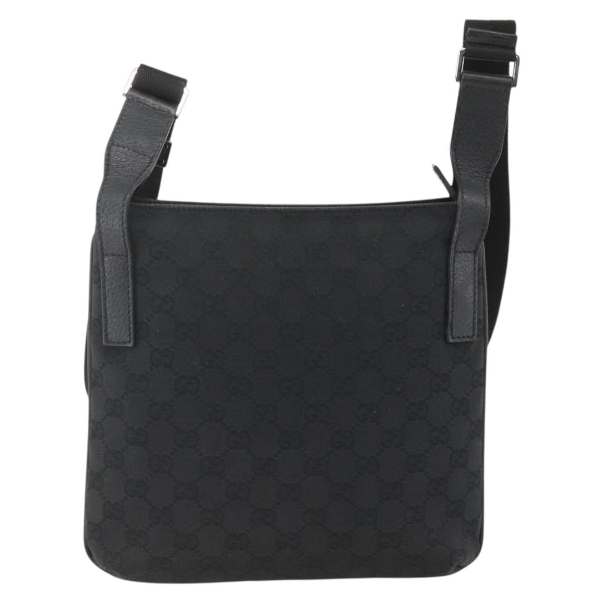 GUCCI GG Canvas Shoulder Bag Black Silver 122793 Auth BAZ206A