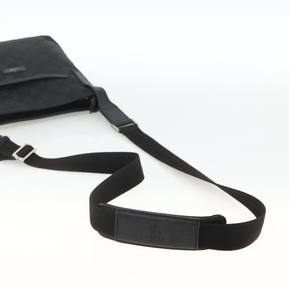 GUCCI GG Canvas Shoulder Bag Black Silver 122793 Auth BAZ206A