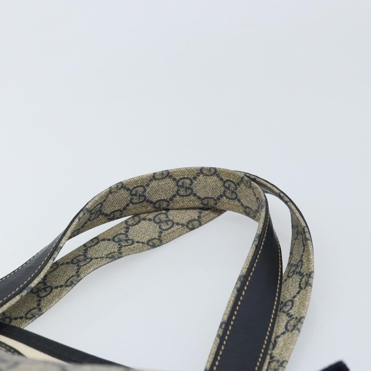 GUCCI GG Supreme Sherry Line Tote Bag PVC Navy Silver 211134 Auth BAZ208