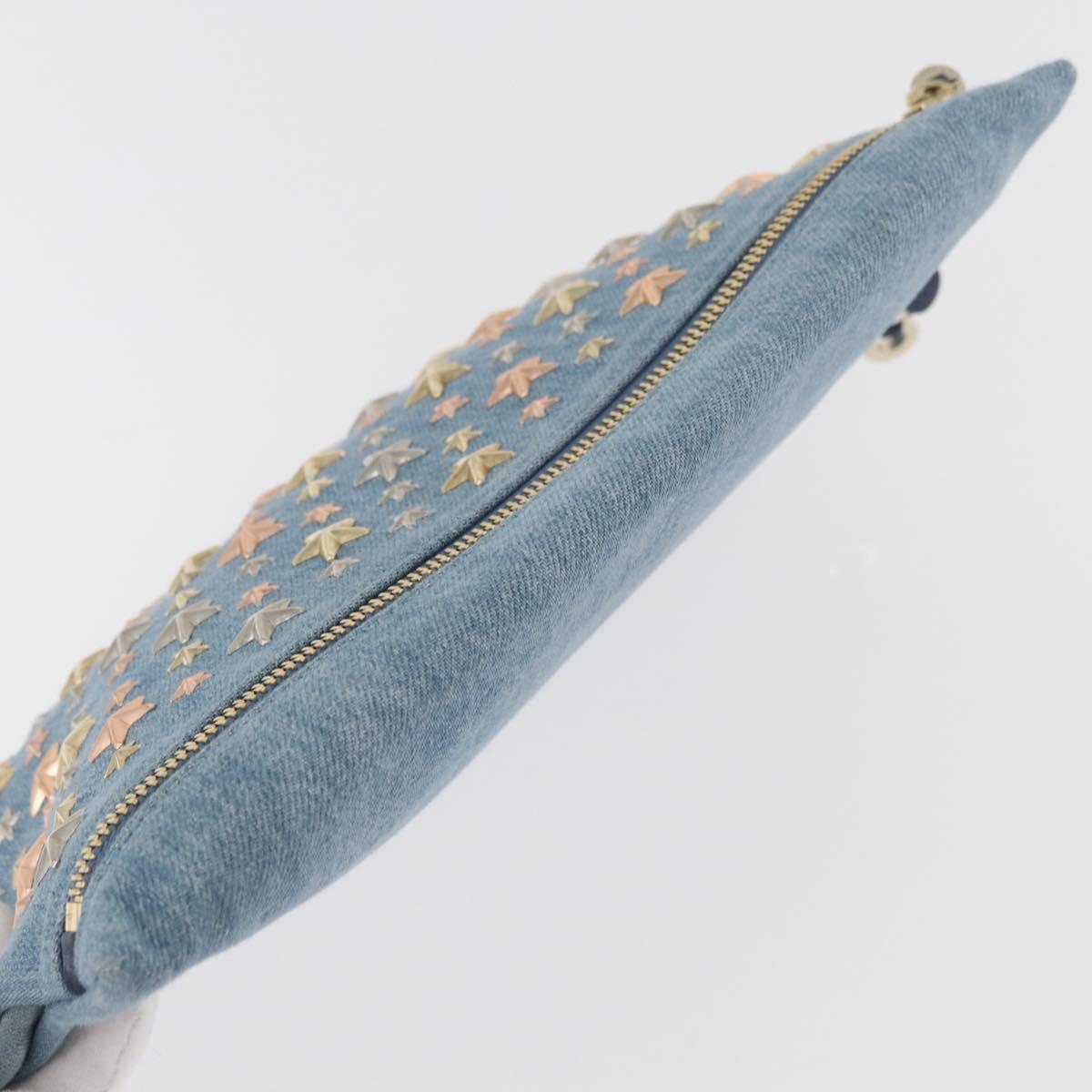 Jimmy Choo Studs Clutch Bag Denim Blue Auth BAZ213A