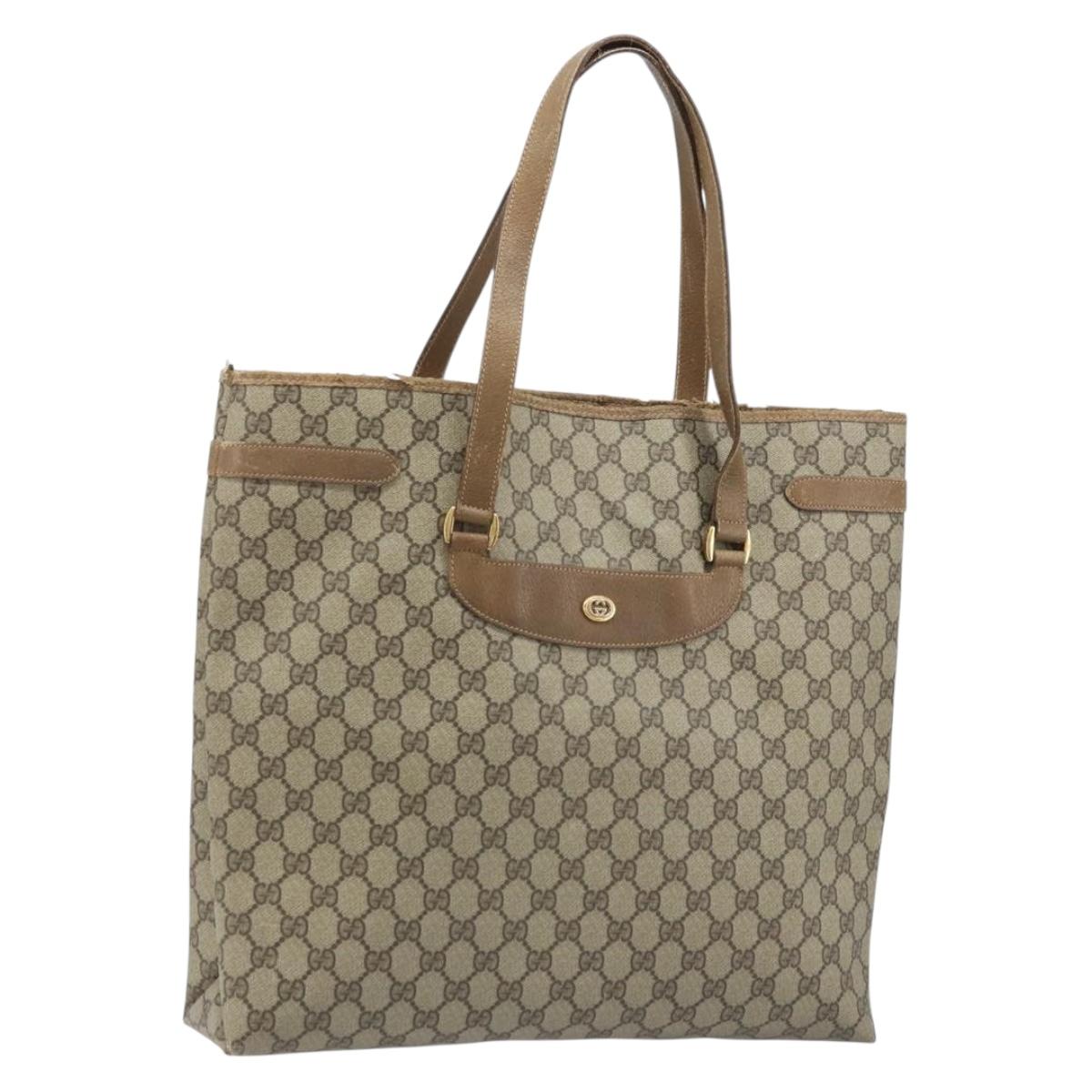 GUCCI GG Supreme Tote Bag PVC Beige Gold 39 02 061 Auth BAZ223