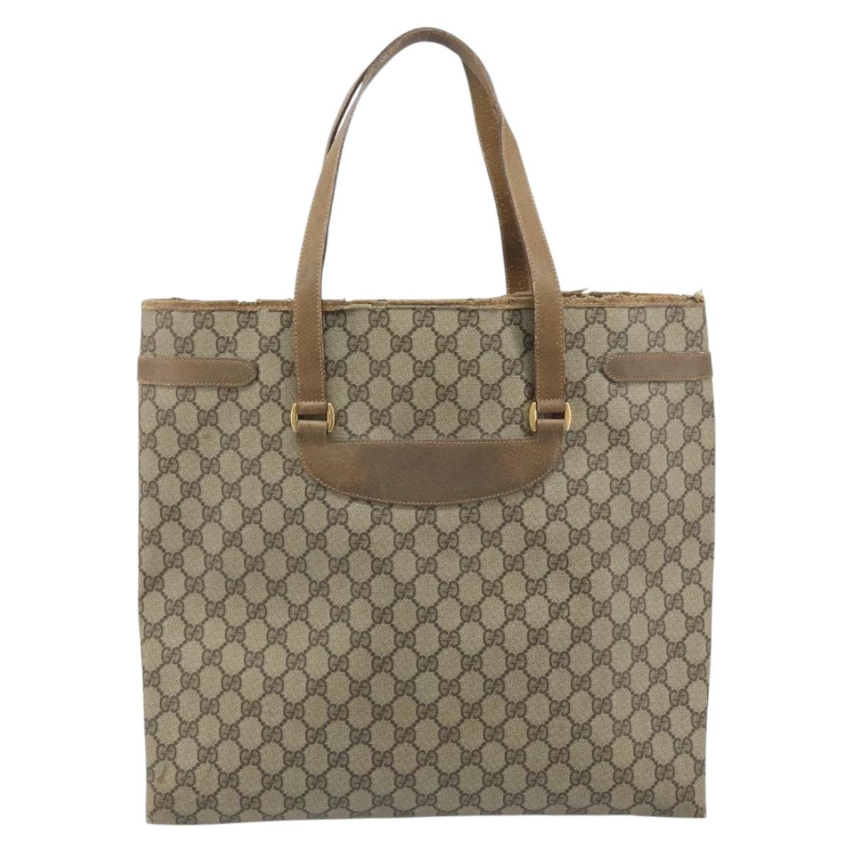 GUCCI GG Supreme Tote Bag PVC Beige Gold 39 02 061 Auth BAZ223
