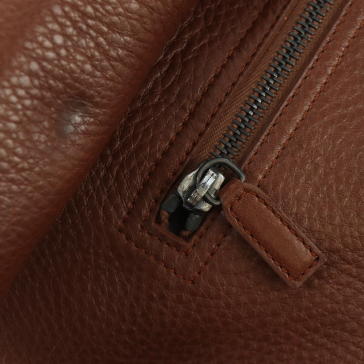 Christian Dior Gaucho Saddle Hand Bag Leather Brown Silver Auth BAZ225SAV
