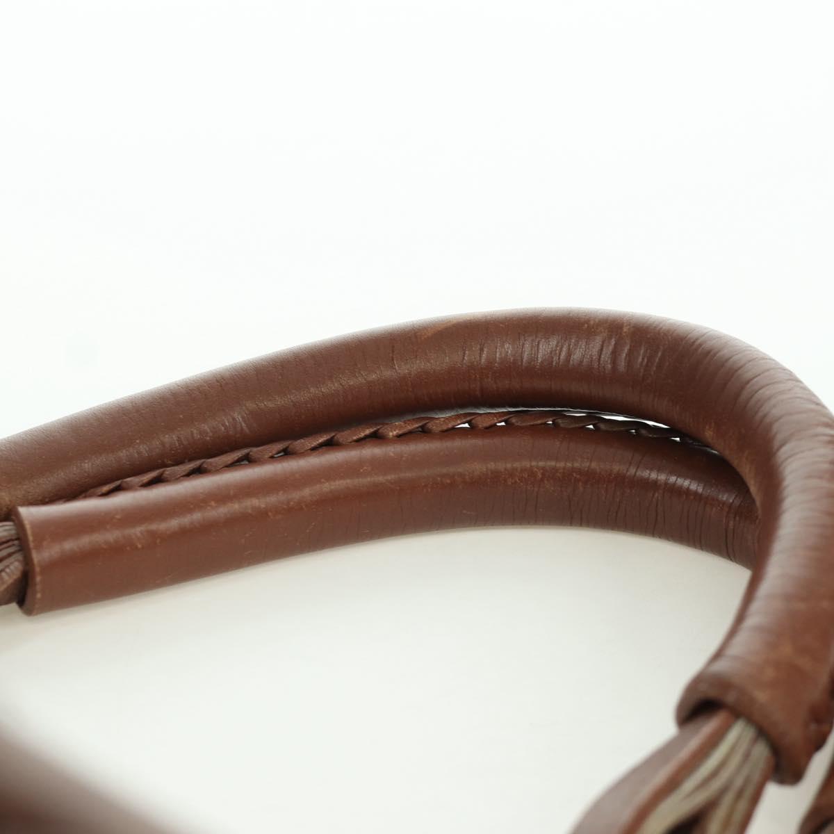 Christian Dior Gaucho Saddle Hand Bag Leather Brown Silver Auth BAZ225SAV