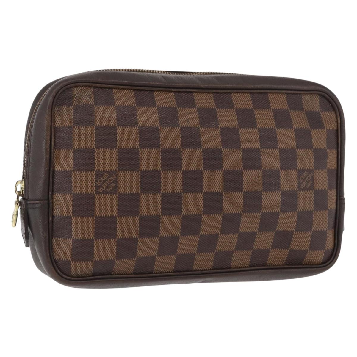 LOUIS VUITTON Damier Ebene Trousse Toilette 25 Clutch Bag N47624 LV Auth BAZ229