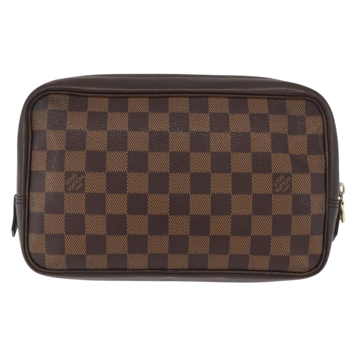 LOUIS VUITTON Damier Ebene Trousse Toilette 25 Clutch Bag N47624 LV Auth BAZ229