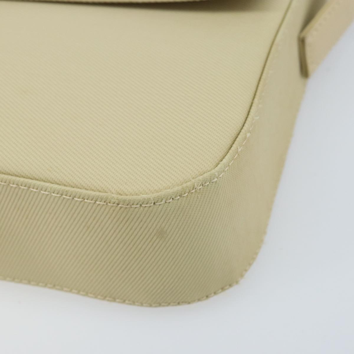 FENDI Mamma Baguette Shoulder Bag Canvas Beige Gold Auth BAZ238A