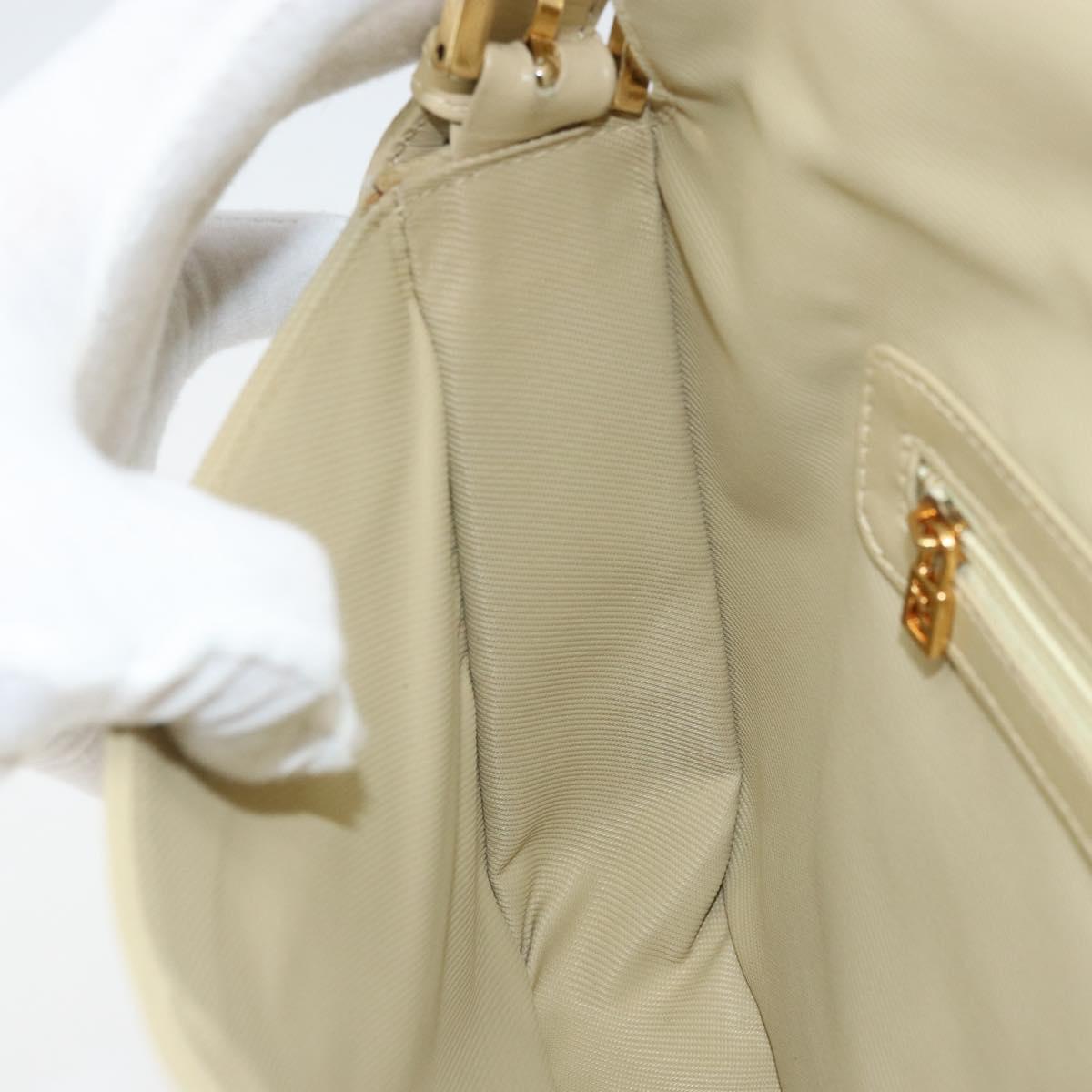 FENDI Mamma Baguette Shoulder Bag Canvas Beige Gold Auth BAZ238A