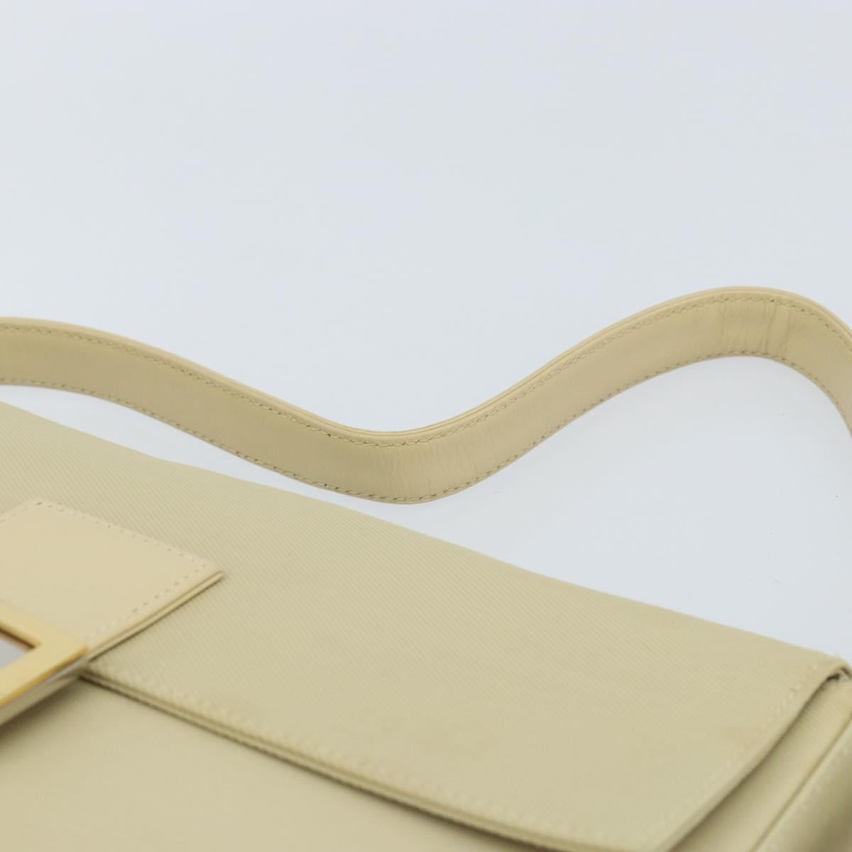 FENDI Mamma Baguette Shoulder Bag Canvas Beige Gold Auth BAZ238A