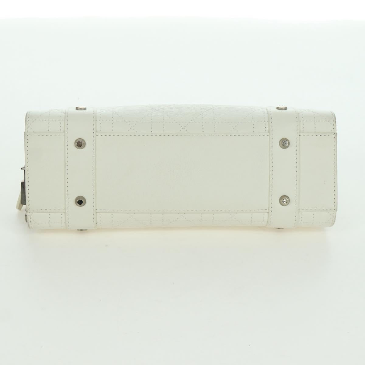 Christian Dior Canage Mini Hand Bag Leather White Silver Auth BAZ240SAV
