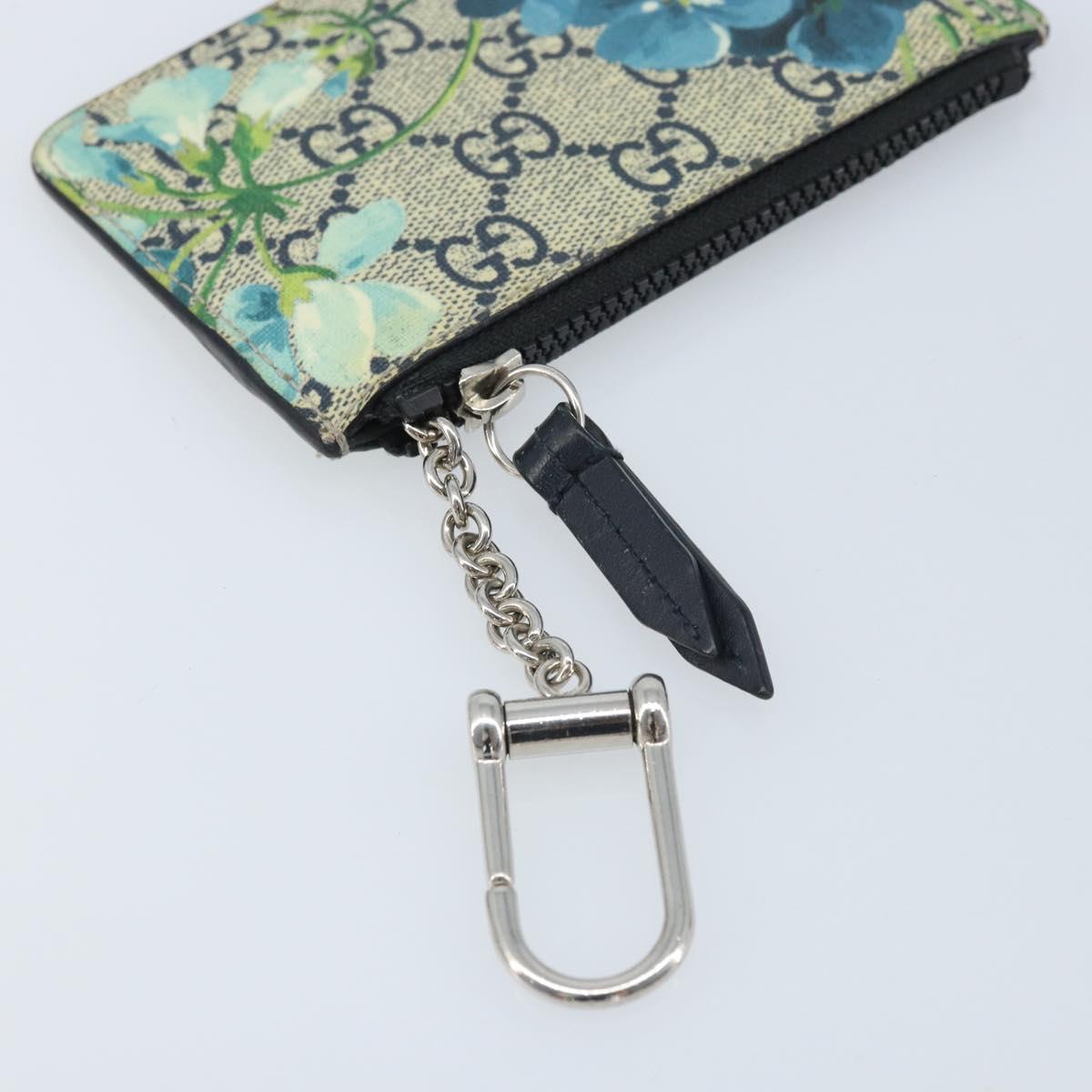 GUCCI GG Blooms Card Case PVC Beige Silver Auth BAZ267A