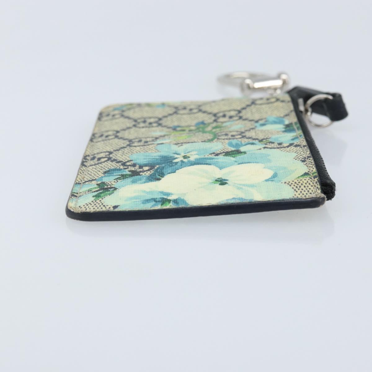 GUCCI GG Blooms Card Case PVC Beige Silver Auth BAZ267A