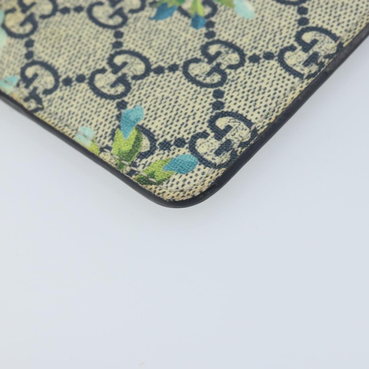 GUCCI GG Blooms Card Case PVC Beige Silver Auth BAZ267A