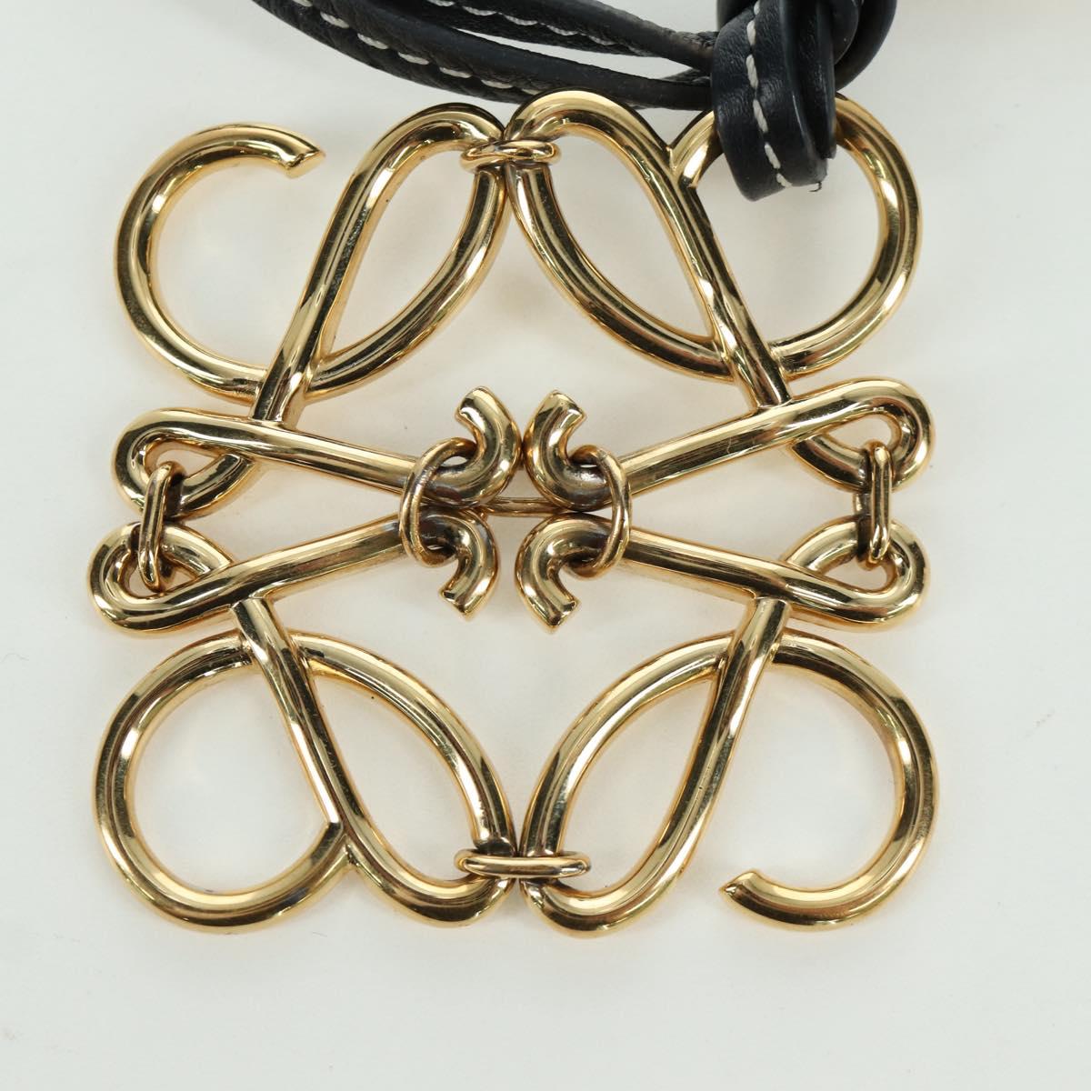 LOEWE Anagram Charm Leather Black Gold Auth BAZ275M