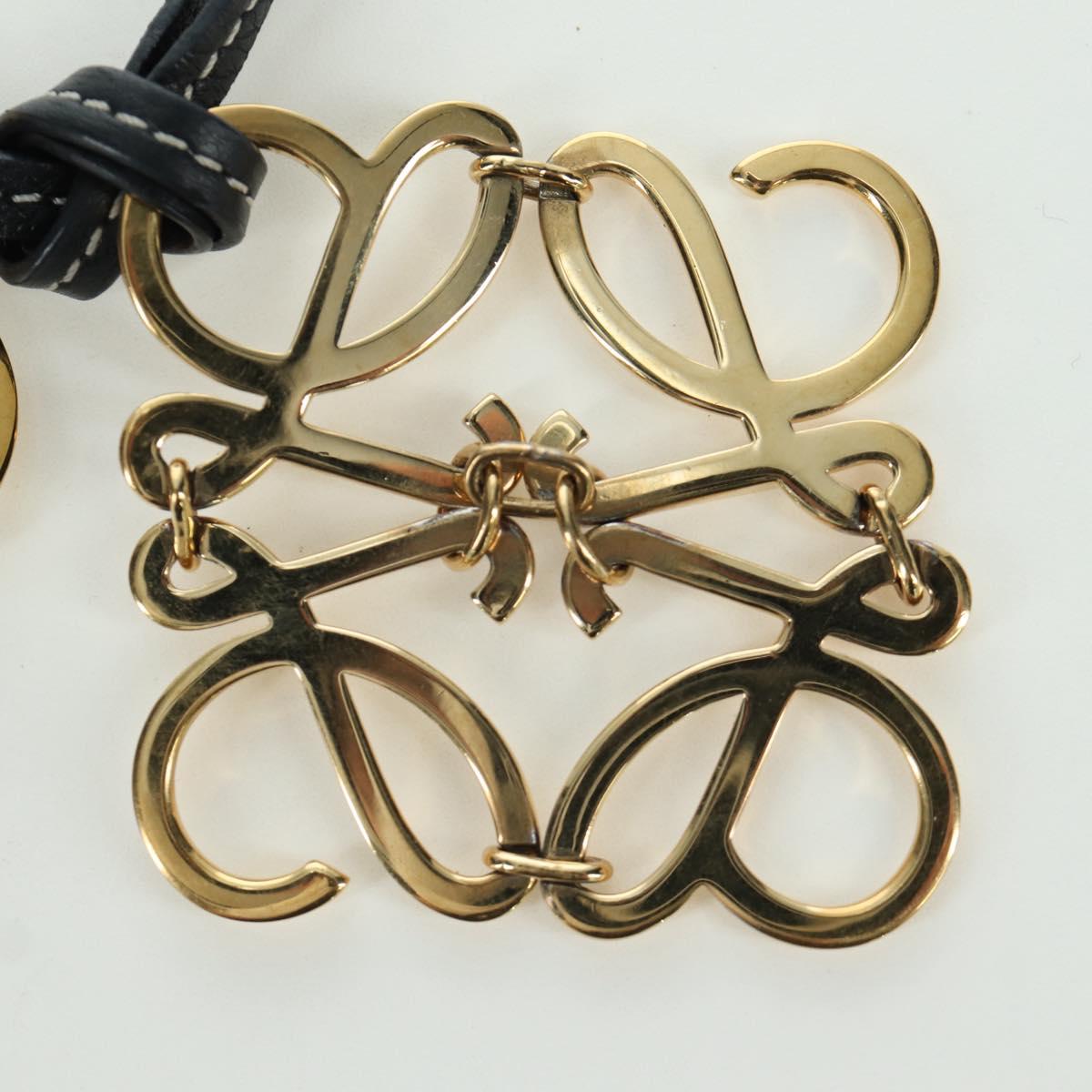 LOEWE Anagram Charm Leather Black Gold Auth BAZ275M