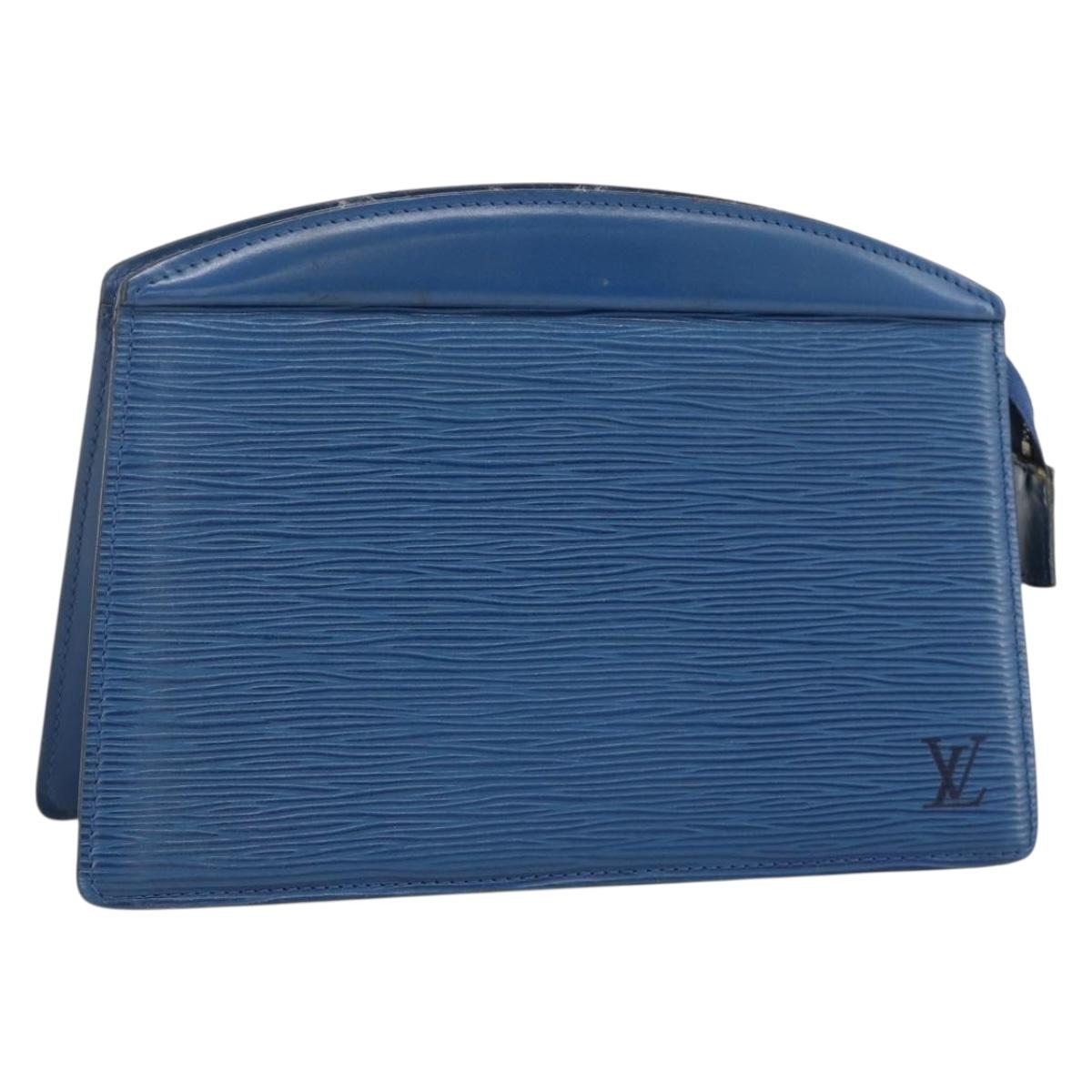 LOUIS VUITTON Epi Trousse Crete Pouch Blue M48405 LV Auth BAZ282