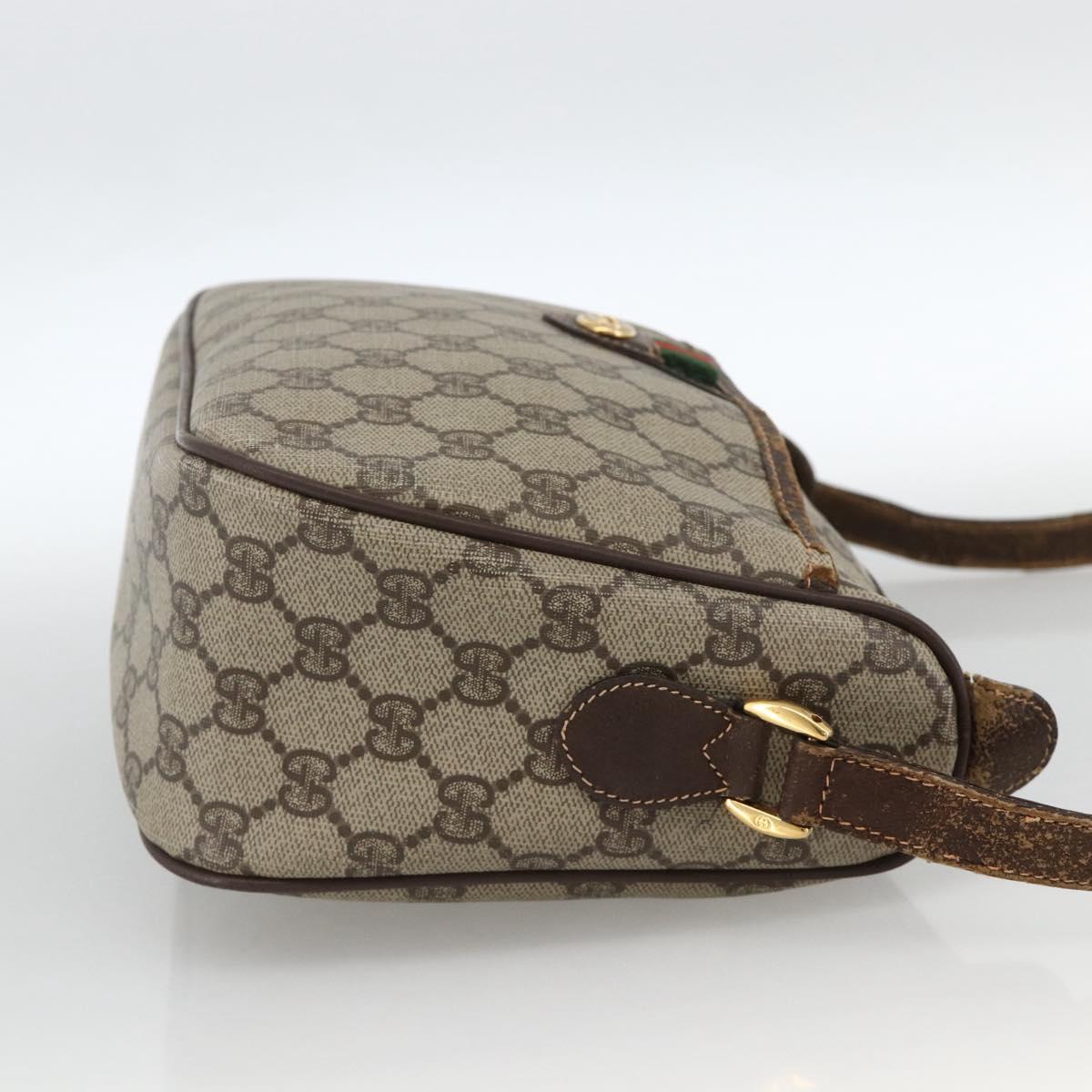 GUCCI GG Supreme Web Sherry Line Bag PVC Beige Gold 164 02 077 Auth BAZ289
