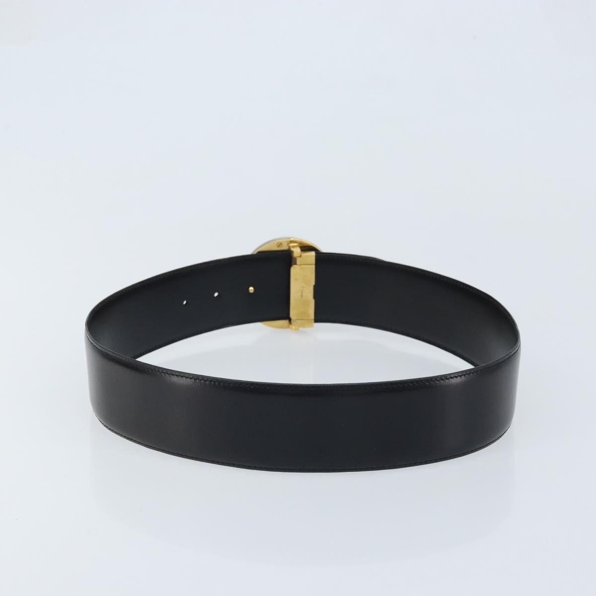 CARTIER Trinity Belt Leather 34.3"" Black Gold Auth BAZ291