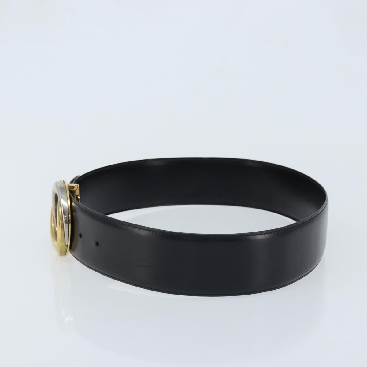 CARTIER Trinity Belt Leather 34.3"" Black Gold Auth BAZ291