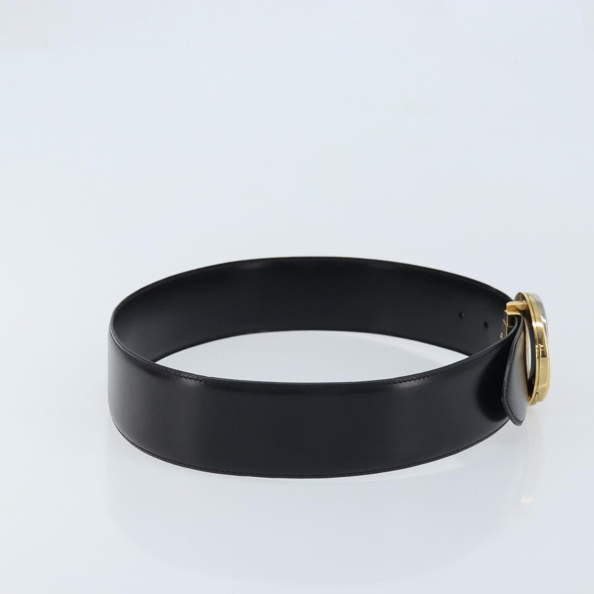 CARTIER Trinity Belt Leather 34.3"" Black Gold Auth BAZ291