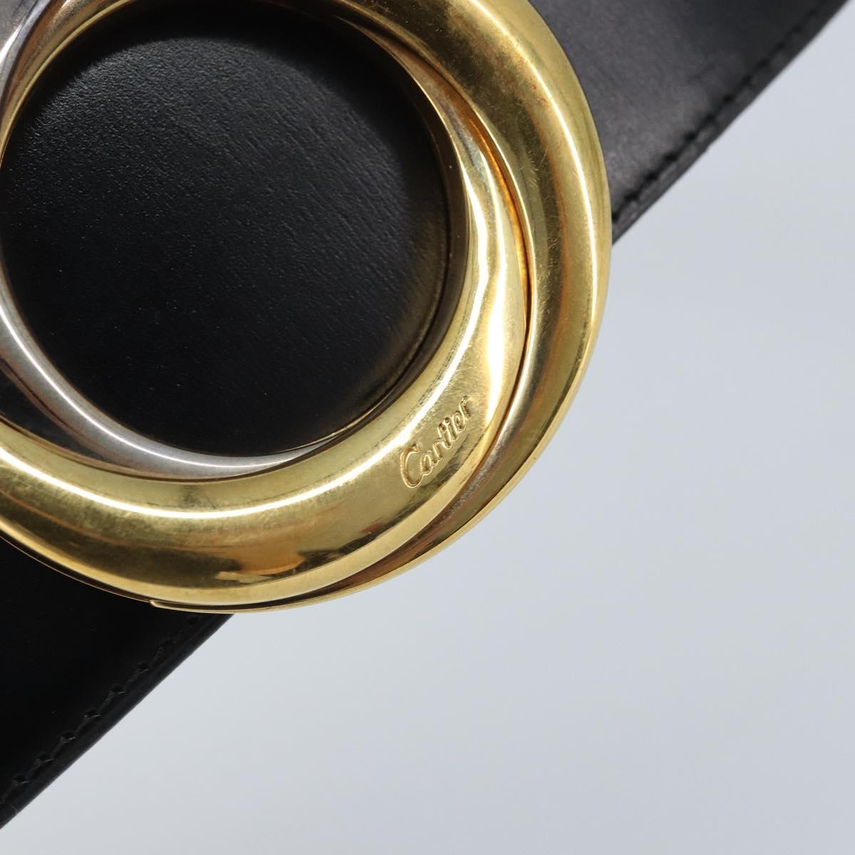 CARTIER Trinity Belt Leather 34.3"" Black Gold Auth BAZ291