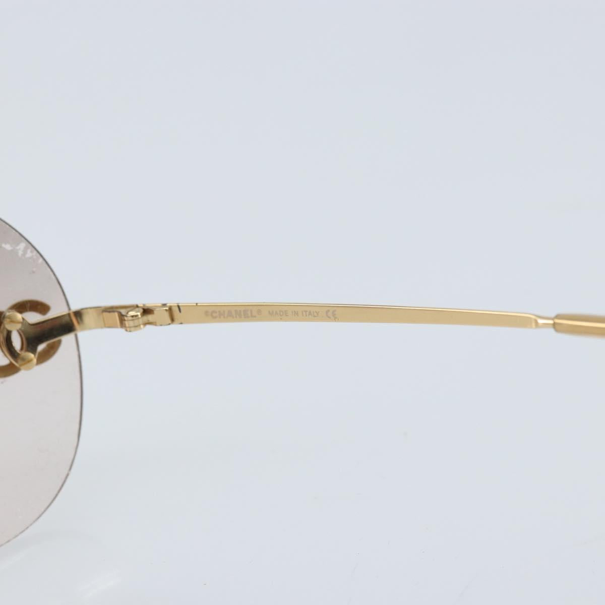 CHANEL Sunglasses metal Gold CC Auth BAZ294