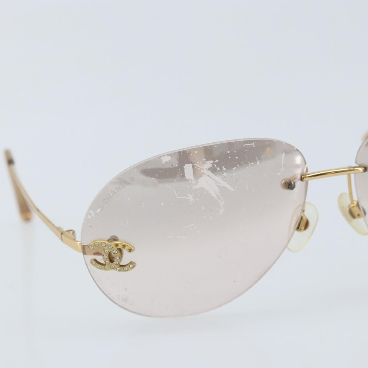 CHANEL Sunglasses metal Gold CC Auth BAZ294