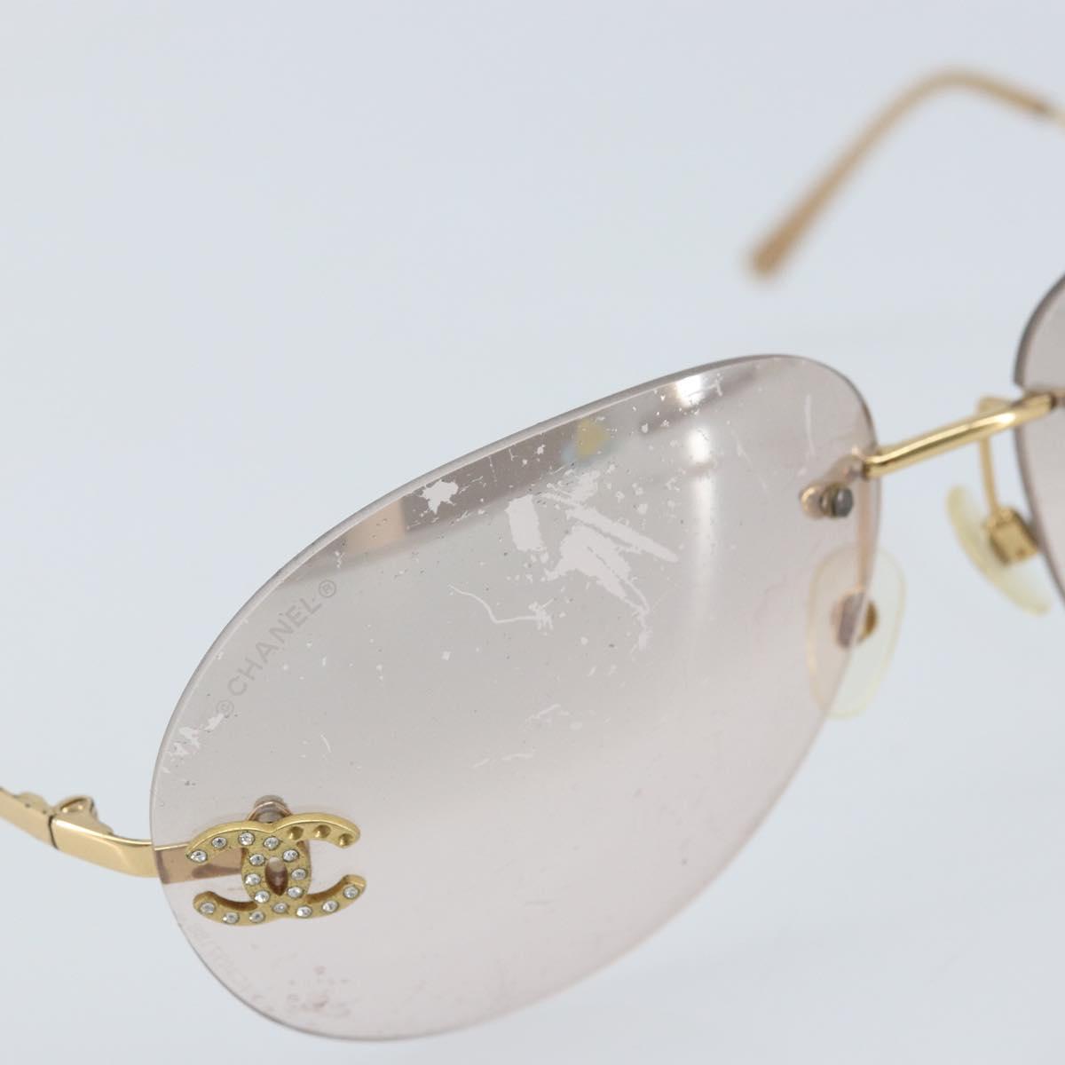 CHANEL Sunglasses metal Gold CC Auth BAZ294