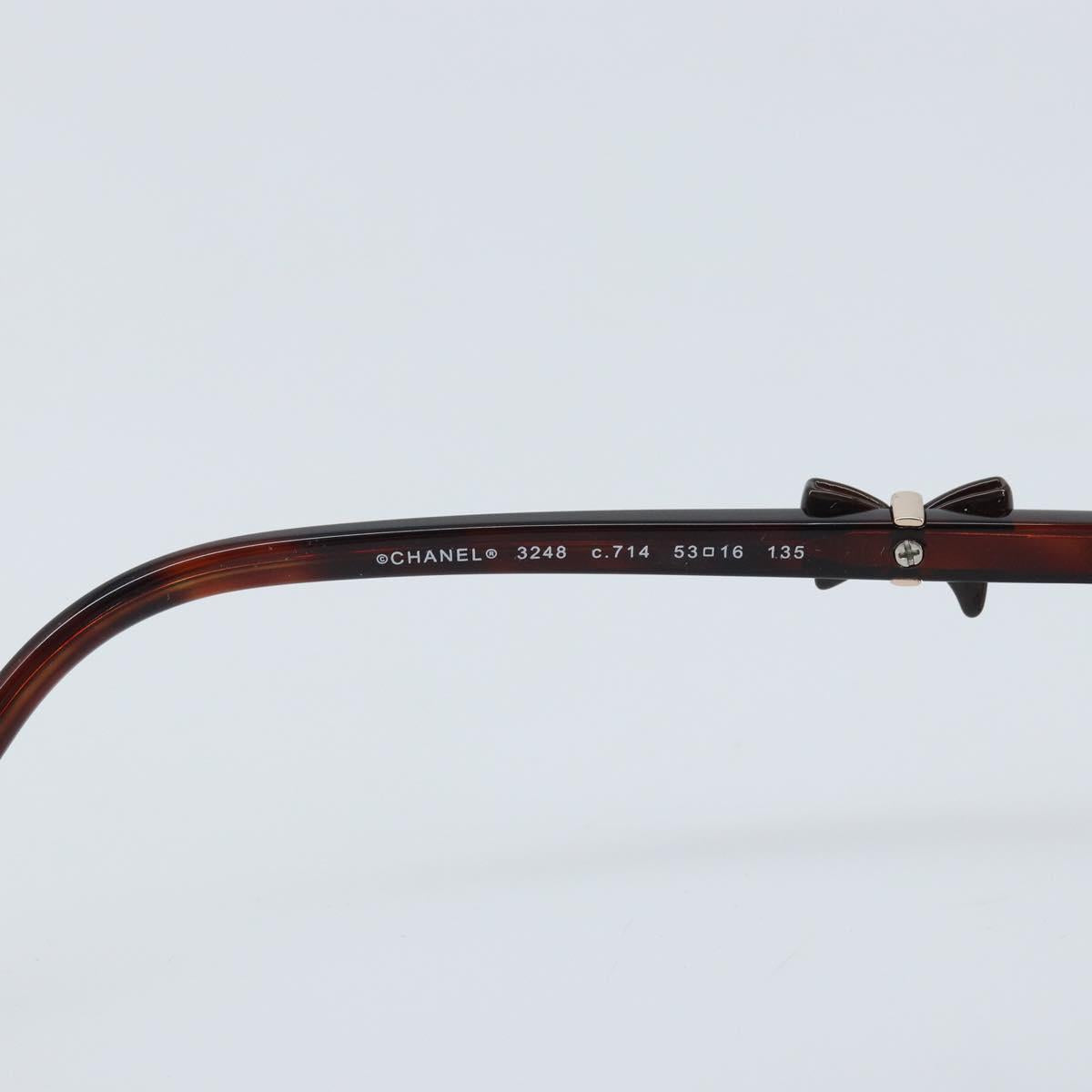 CHANEL Glasses metal Brown CC Auth BAZ296