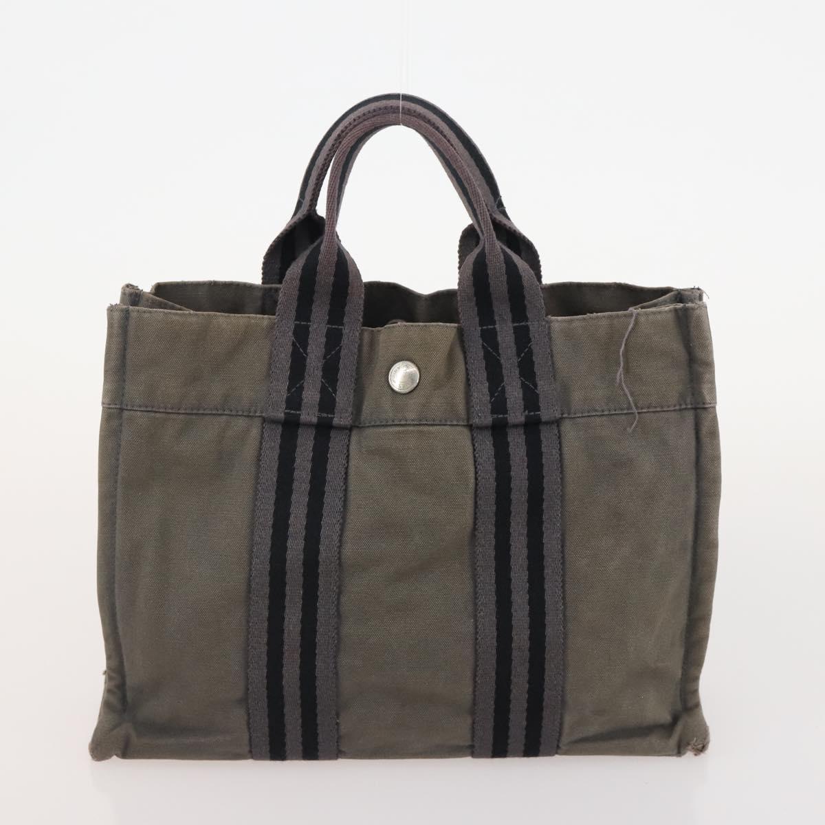 Burberrys Hermes Nova Check Hand Bag Canvas nylon 4 Set Beige Gray Auth BAZ311