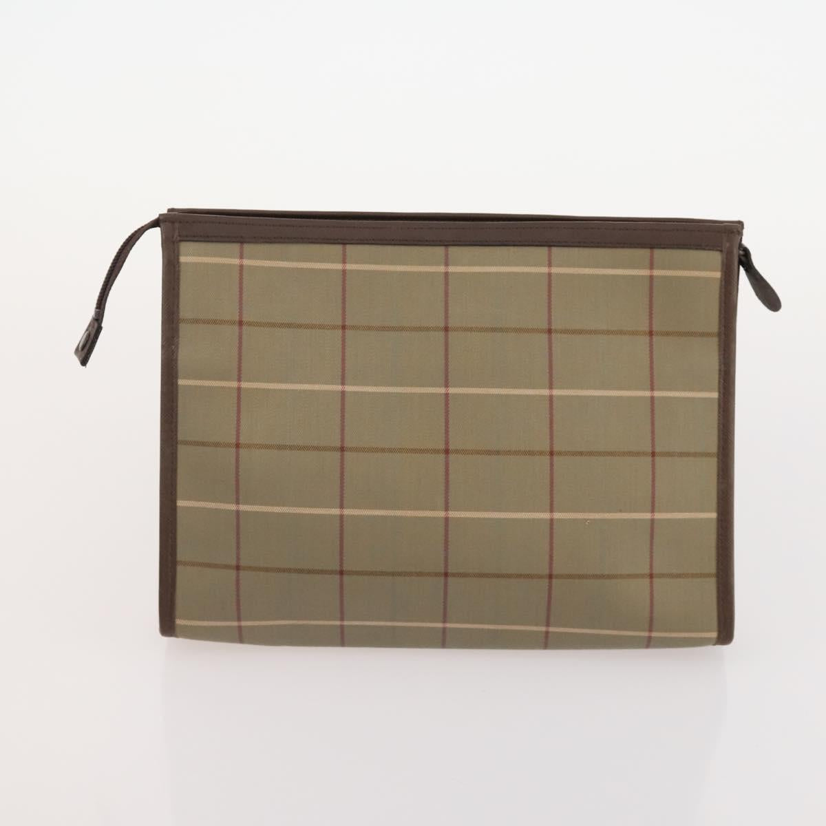 Burberrys Hermes Nova Check Hand Bag Canvas nylon 4 Set Beige Gray Auth BAZ311
