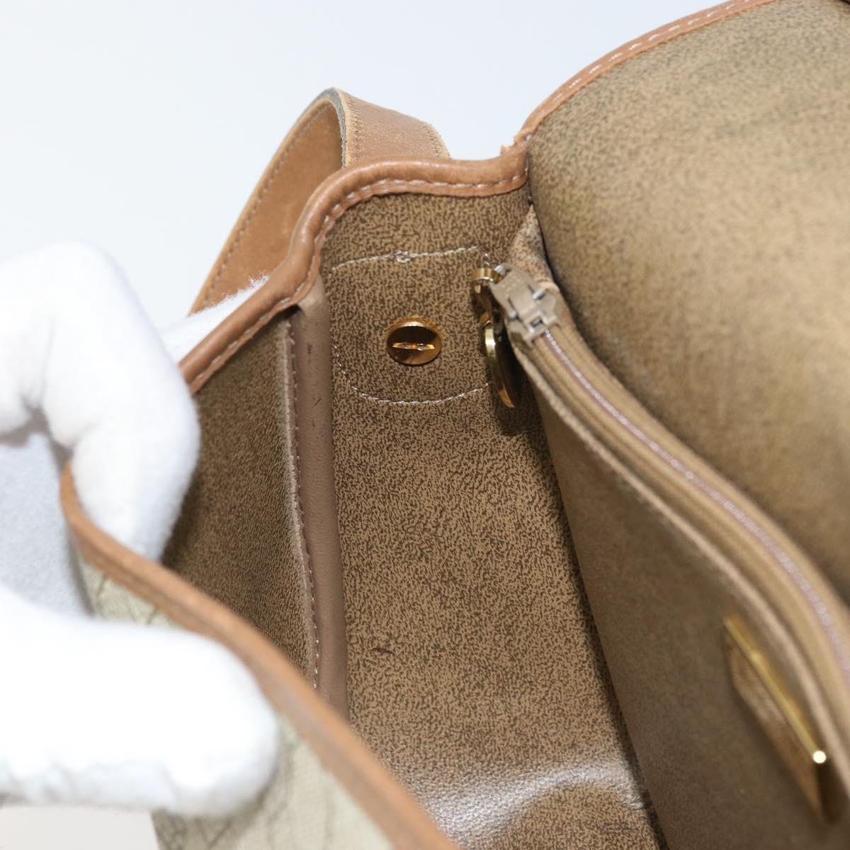Christian Dior Honeycomb Canvas Shoulder Bag PVC Beige Gold Auth BAZ416
