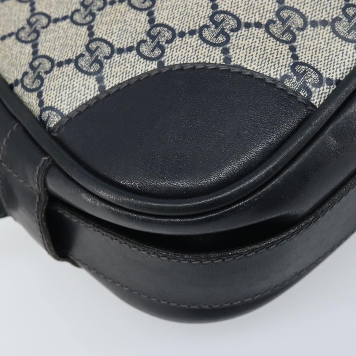 GUCCI GG Supreme Sherry Line Shoulder Bag PVC Navy Gold Auth BAZ417