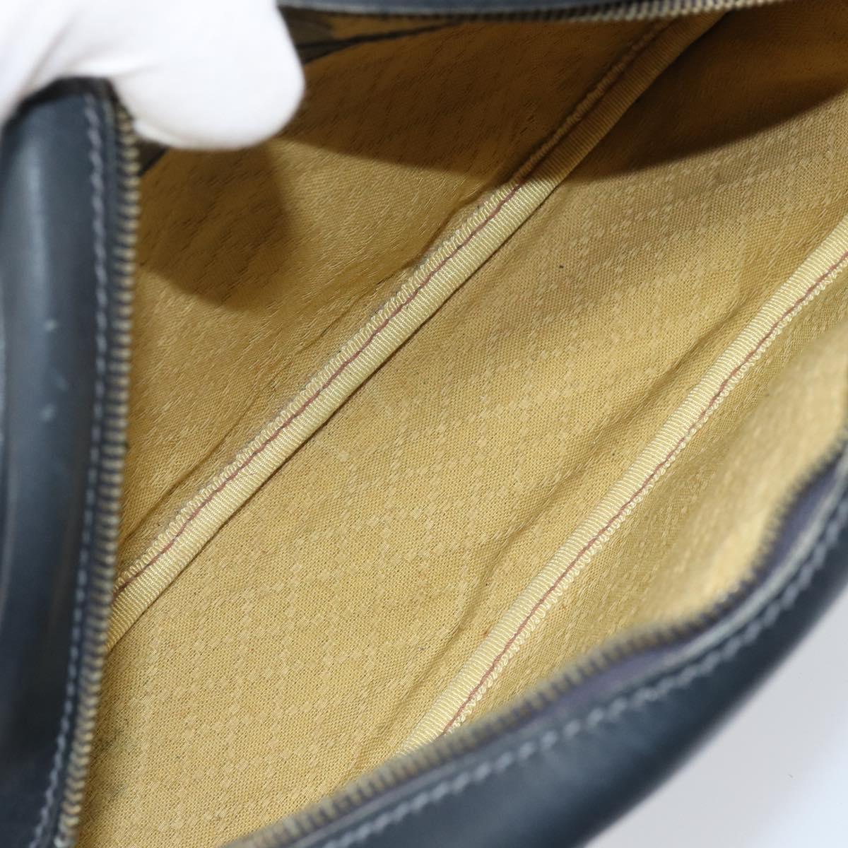 GUCCI GG Supreme Sherry Line Shoulder Bag PVC Navy Gold Auth BAZ417