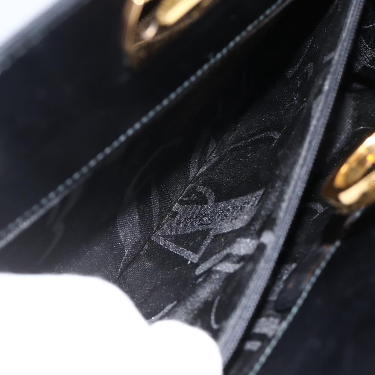 Salvatore Ferragamo Gancini Chain Shoulder Bag Leather Black Gold Auth BAZ418