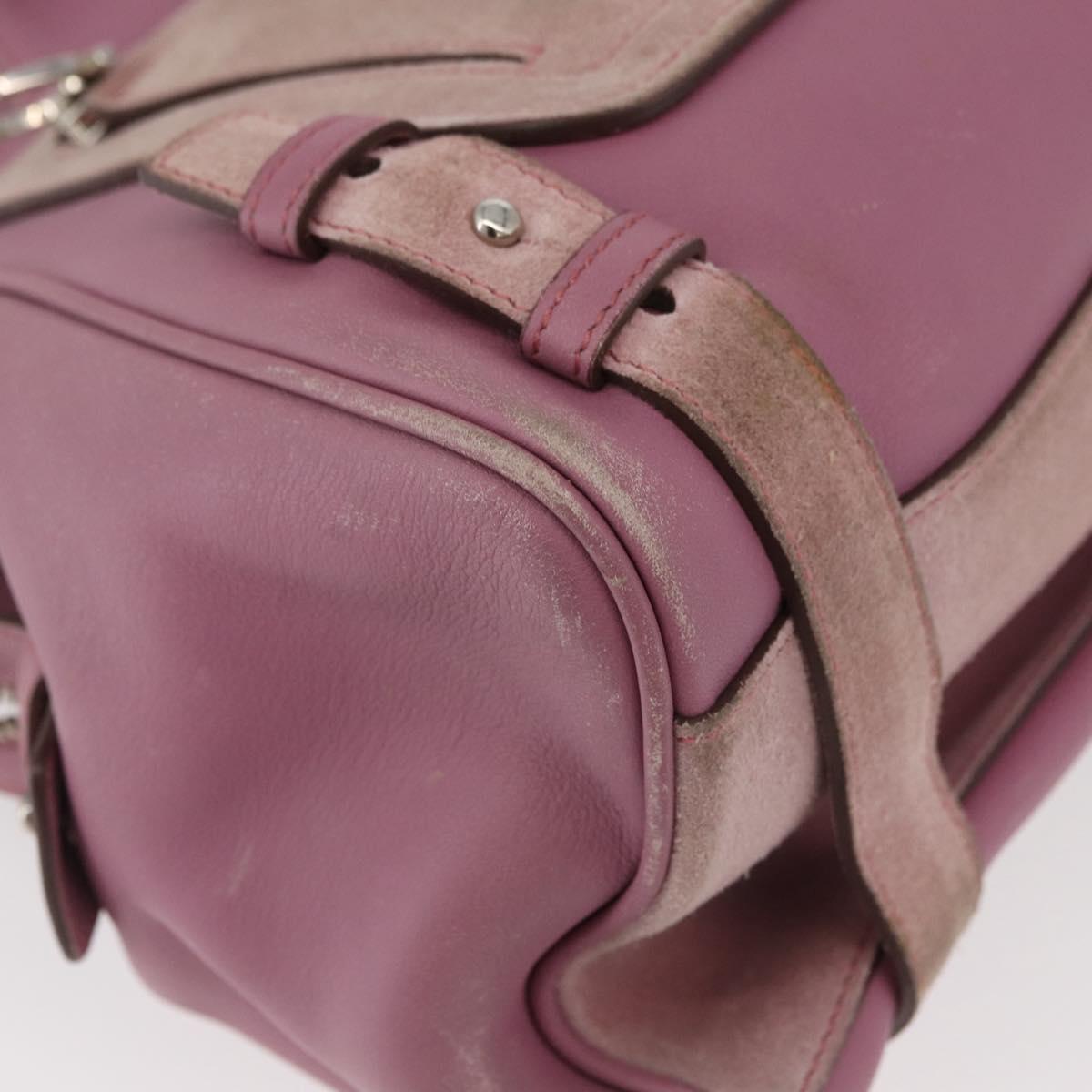 Salvatore Ferragamo Gancini Tote Bag Leather Pink Silver Auth BAZ427