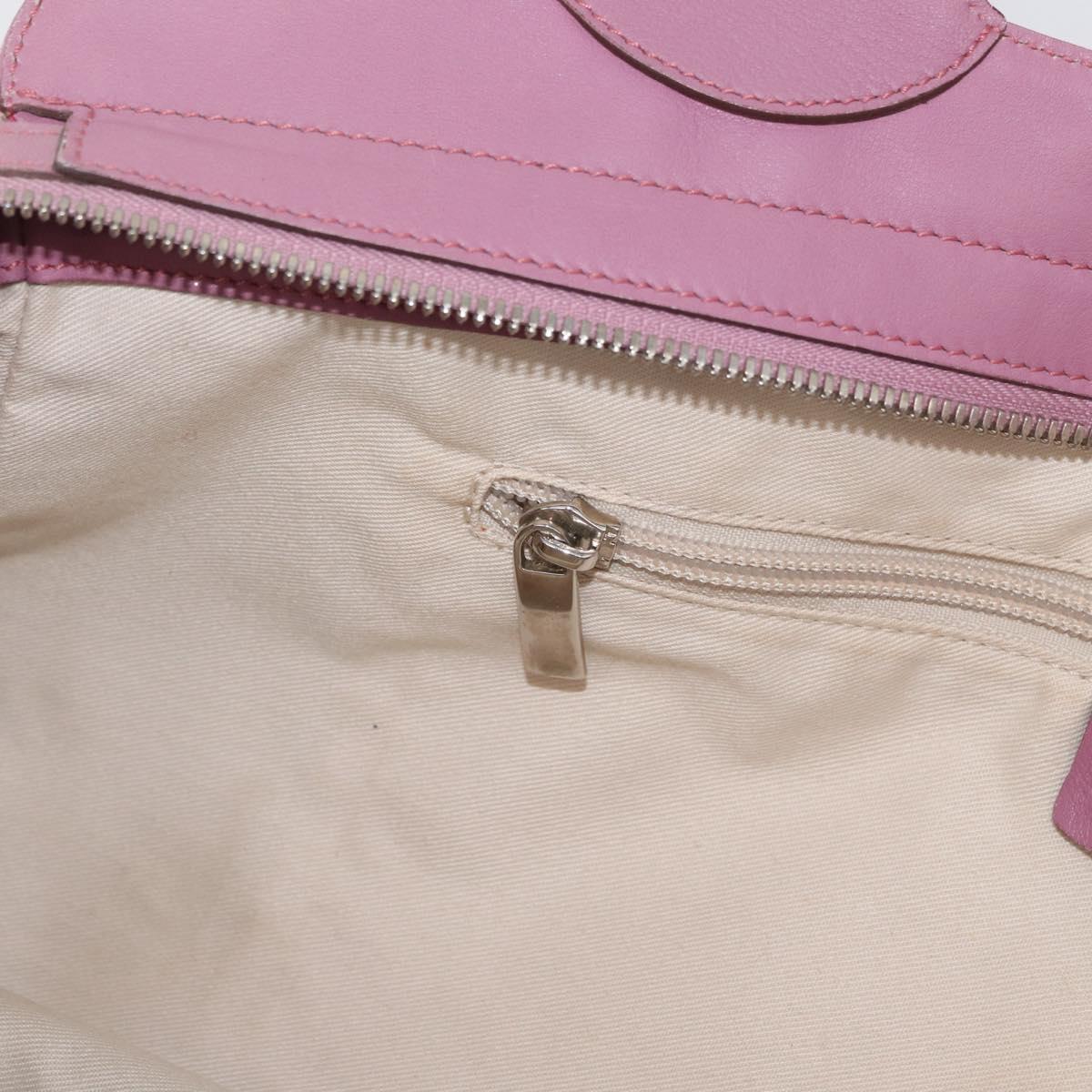 Salvatore Ferragamo Gancini Tote Bag Leather Pink Silver Auth BAZ427