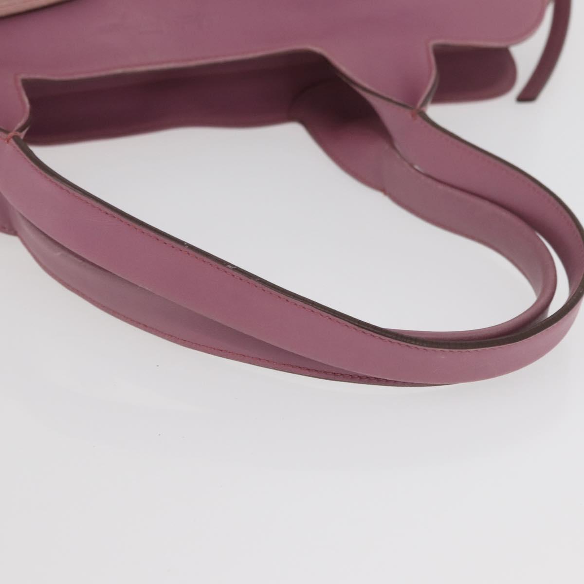 Salvatore Ferragamo Gancini Tote Bag Leather Pink Silver Auth BAZ427