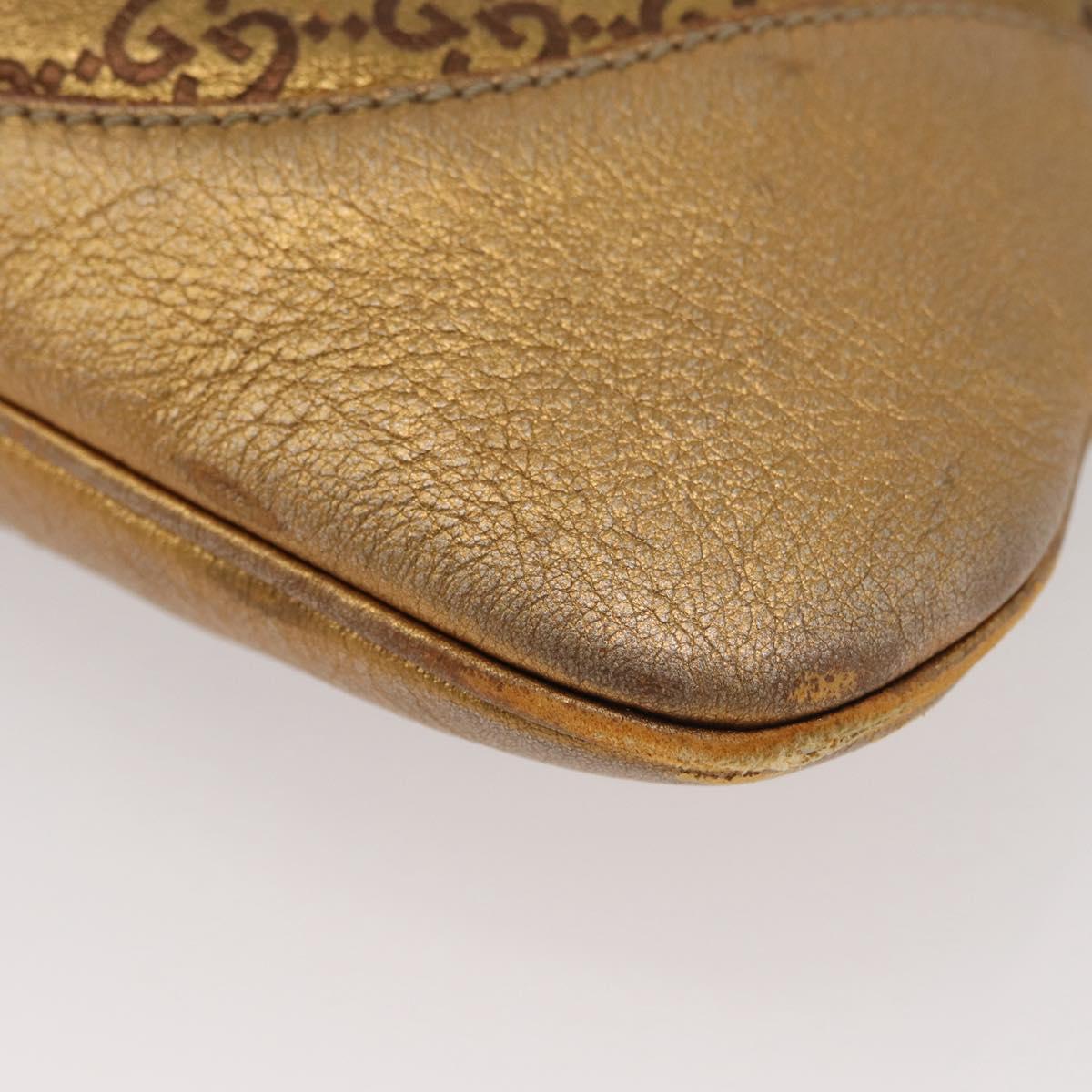 GUCCI GG Canvas Guccissima Sherry Line Bag Leather Gold 153029 Auth BAZ429