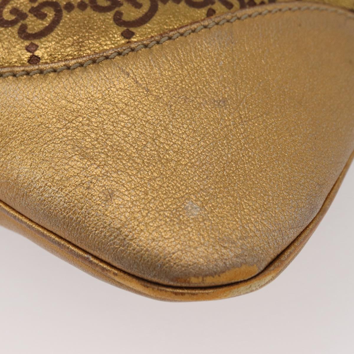 GUCCI GG Canvas Guccissima Sherry Line Bag Leather Gold 153029 Auth BAZ429
