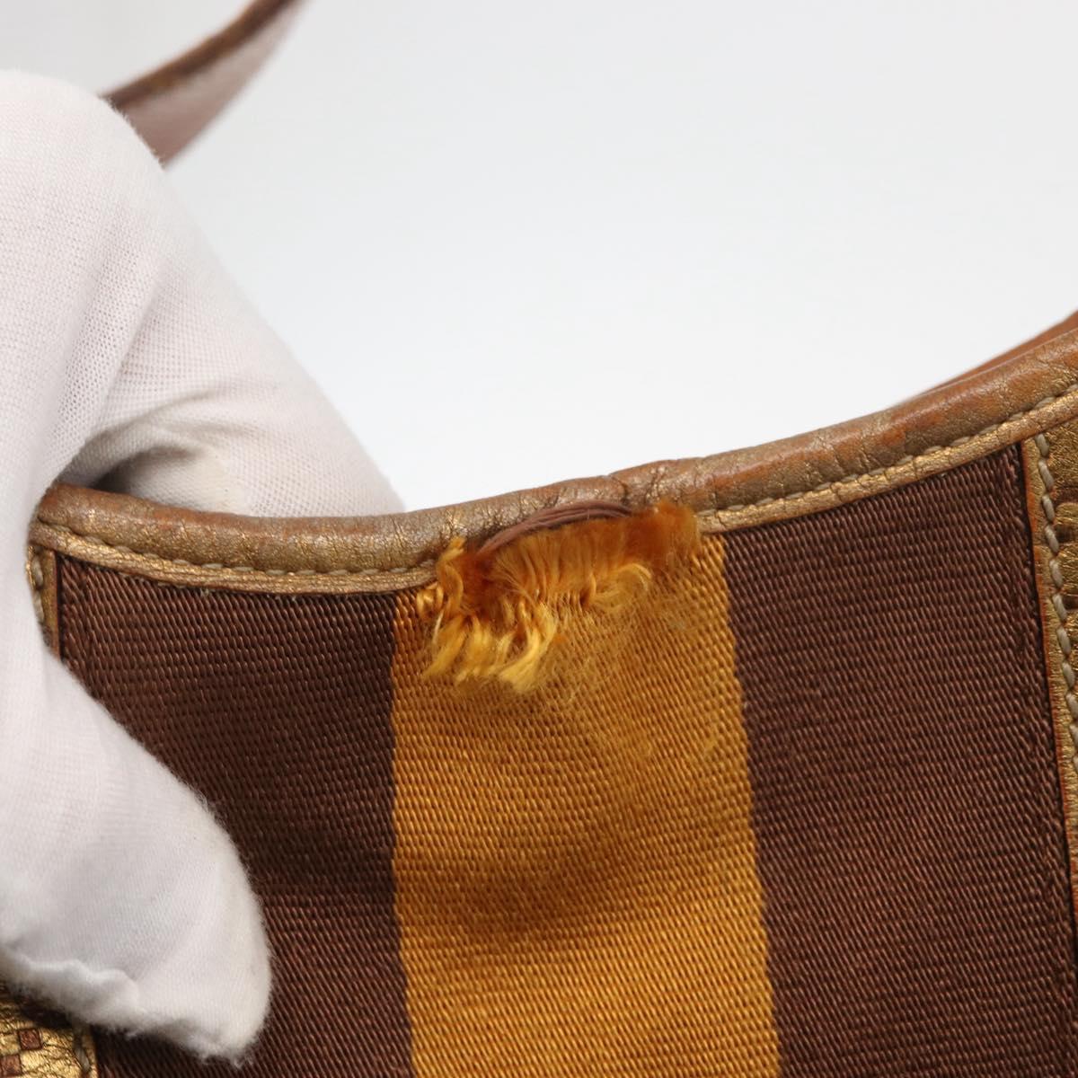 GUCCI GG Canvas Guccissima Sherry Line Bag Leather Gold 153029 Auth BAZ429