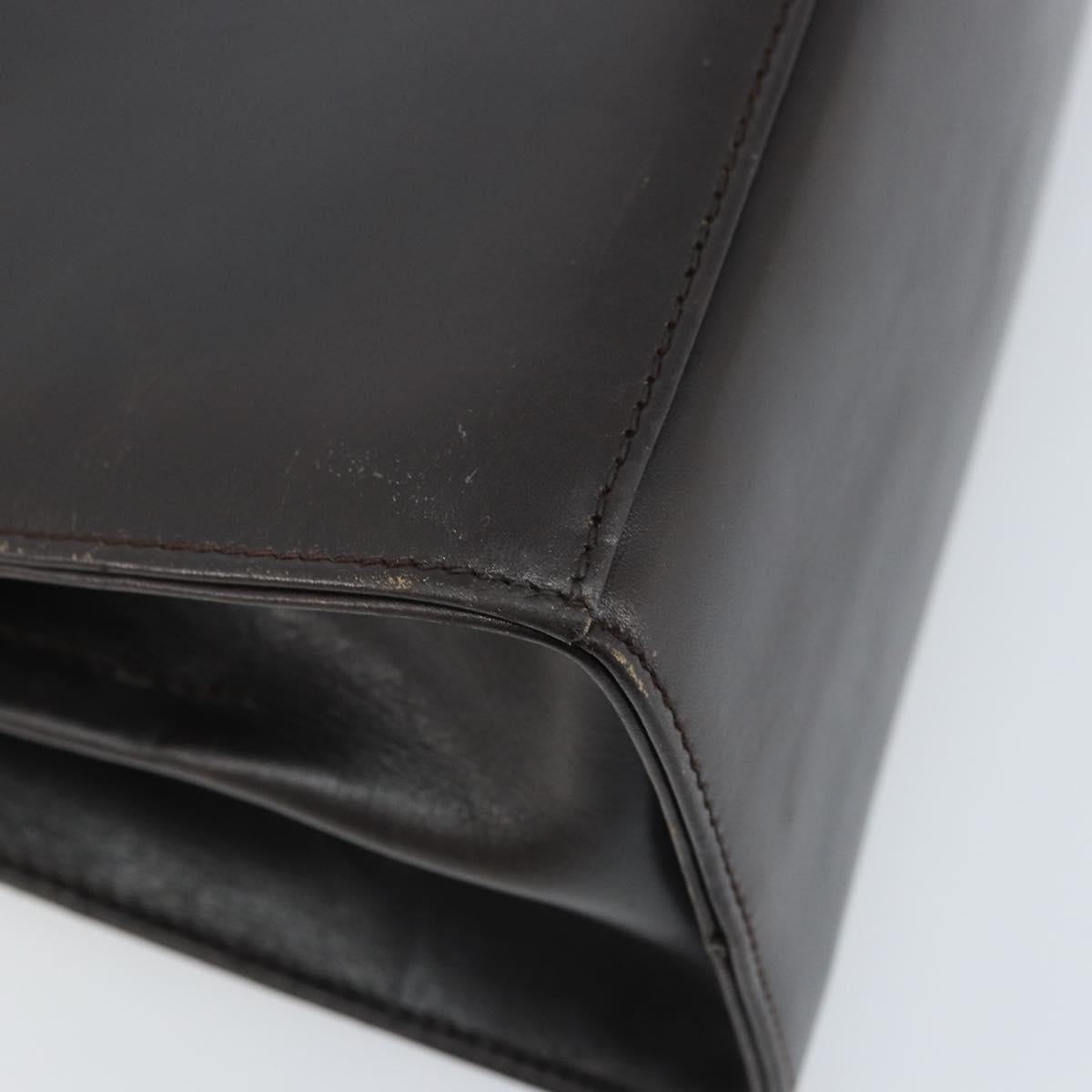Salvatore Ferragamo Gancini Hand Bag Leather 2way Dark Brown Gold Auth BAZ434