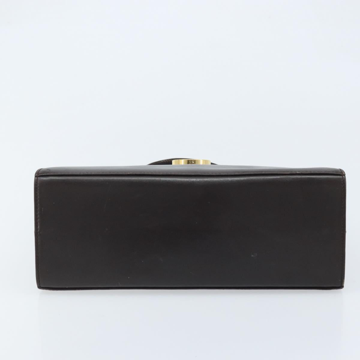 Salvatore Ferragamo Gancini Hand Bag Leather 2way Dark Brown Gold Auth BAZ434