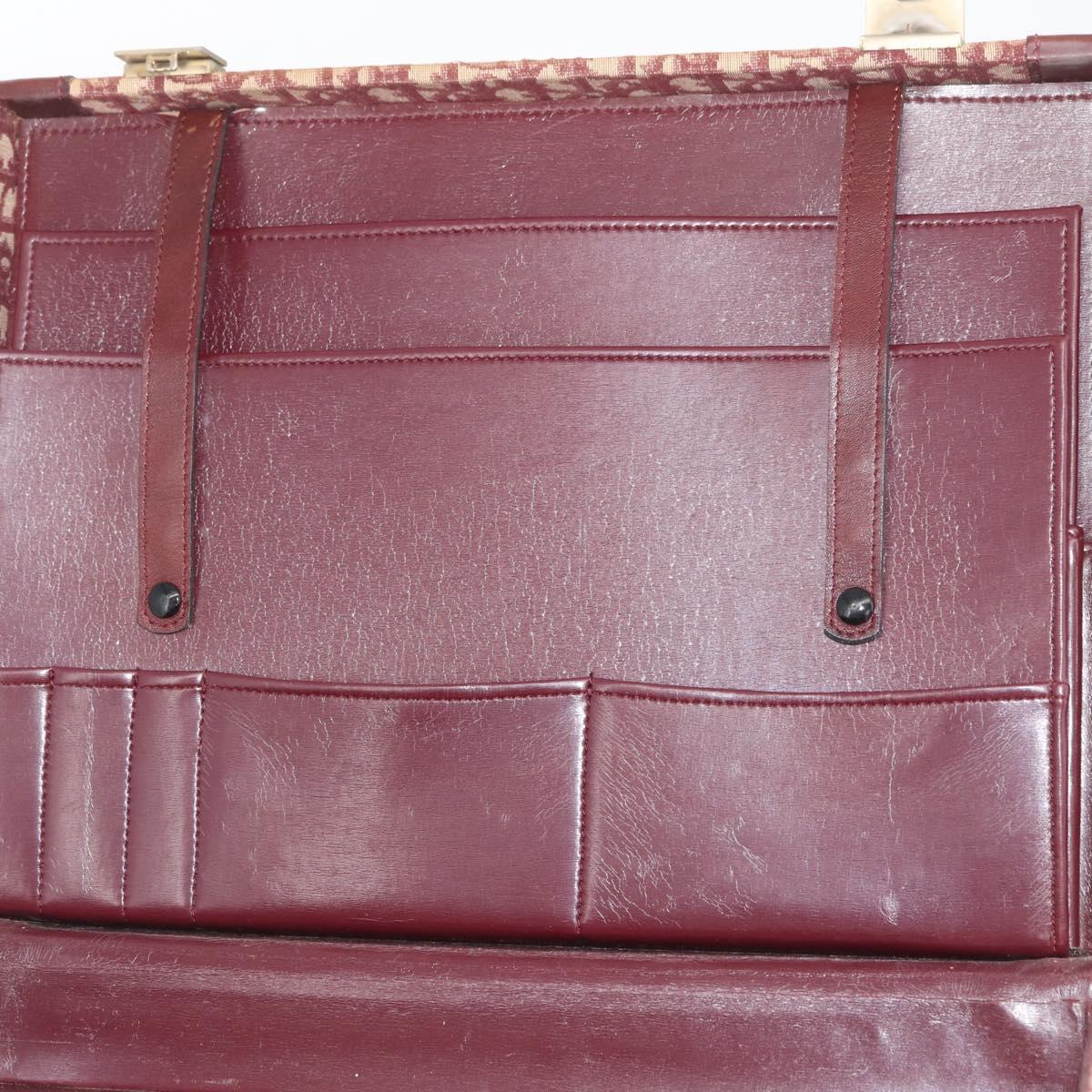 Christian Dior Trotter Canvas Trunk Red Gold Auth BAZ436