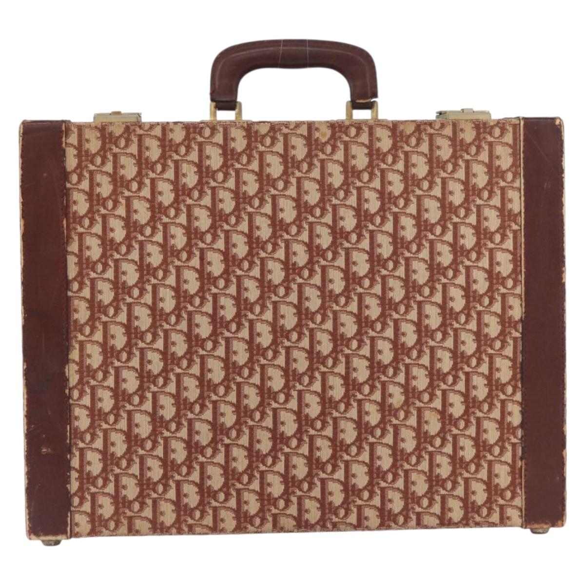Christian Dior Trotter Canvas Trunk Red Gold Auth BAZ436
