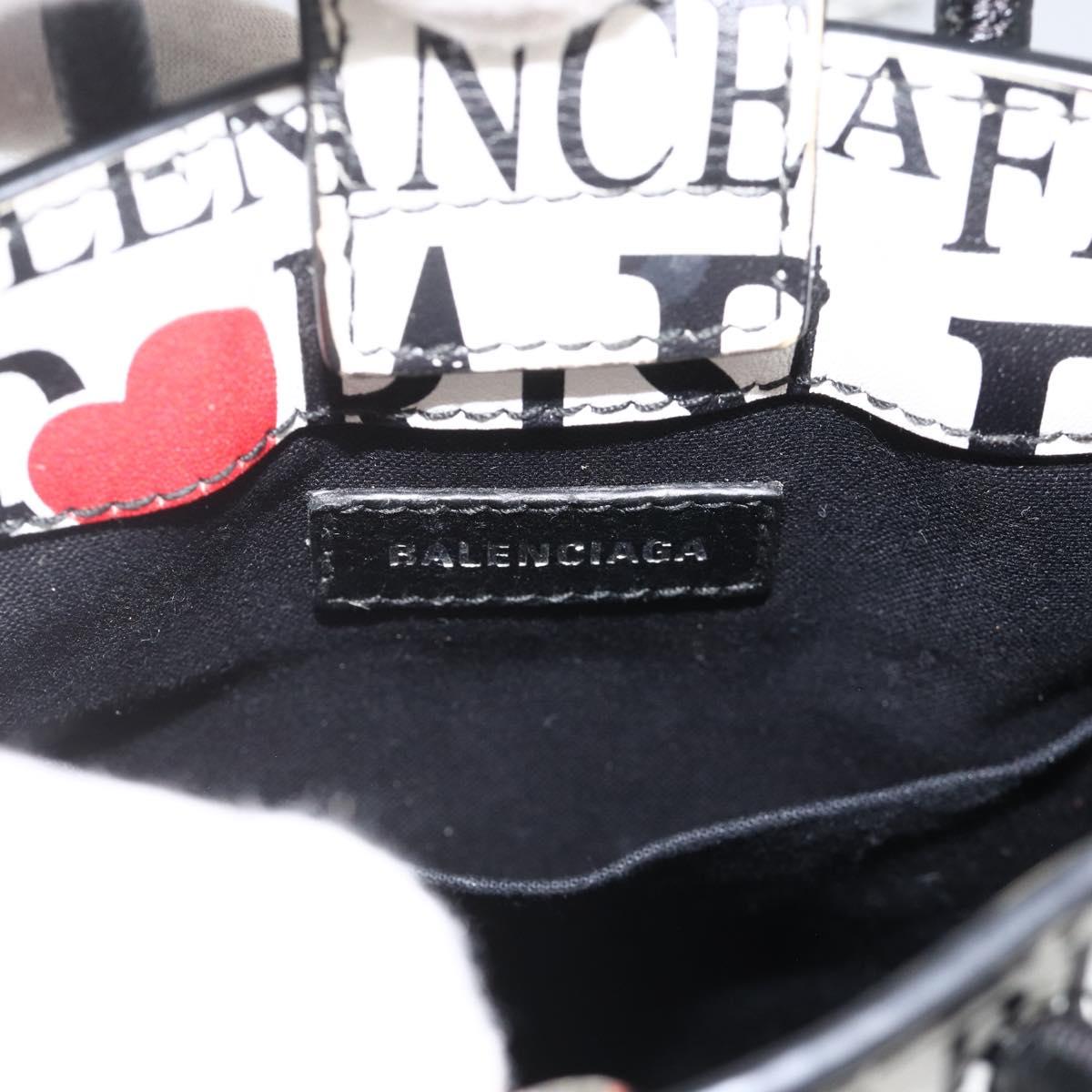 BALENCIAGA Shopping Phone Holder Shoulder Bag Leather White 593826 Auth BAZ443A